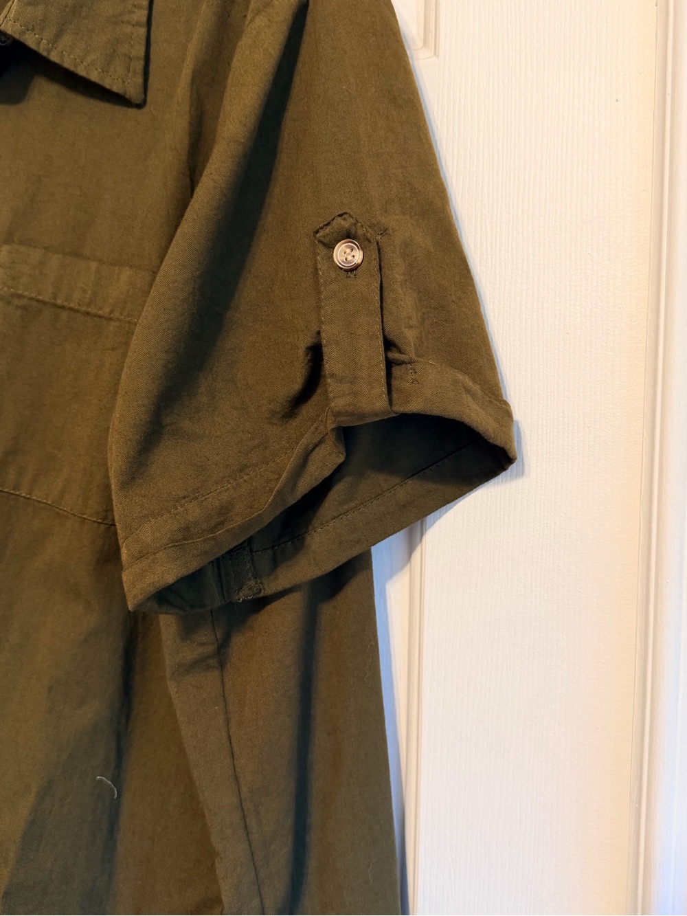bloom Olive Green Short-Sleeve Button-Down Shirt Dress - Picture 2 of 3